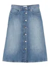 Stella Mccartney Denim Cotton Midi Skirt In Blue