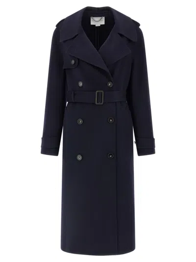 STELLA MCCARTNEY BLUE DOUBLE-BREASTED WOOL TRENCH COAT