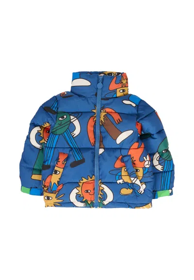 Stella Mccartney Kids' Blue Down Jacket For Boy With Logo