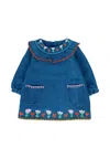 Stella Mccartney Blue Dress For Baby Girl With Flowers In Blue