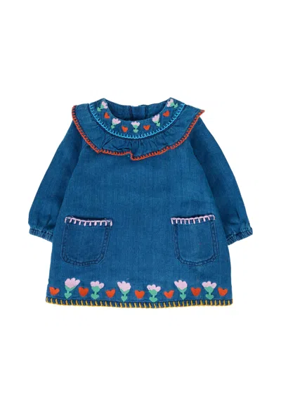 STELLA MCCARTNEY BLUE DRESS FOR BABY GIRL WITH FLOWERS