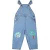Shop Stella Mccartney Blue Dungarees For Baby Boy With Trees Print In Denim