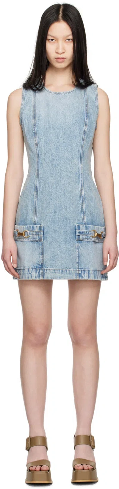 STELLA MCCARTNEY BLUE FADED DENIM MINIDRESS