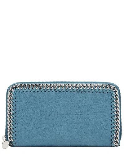 Pre-owned Stella Mccartney Blue Faux Leather Falabella Zip Around Wallet (authentic Pre-  Loved)