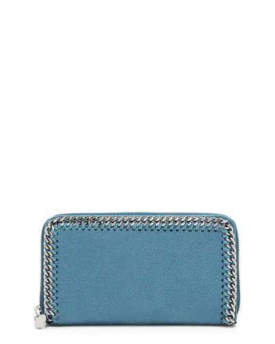Pre-owned Stella Mccartney Blue Faux Leather Falabella Zip Around Wallet (authentic Pre-  Loved)