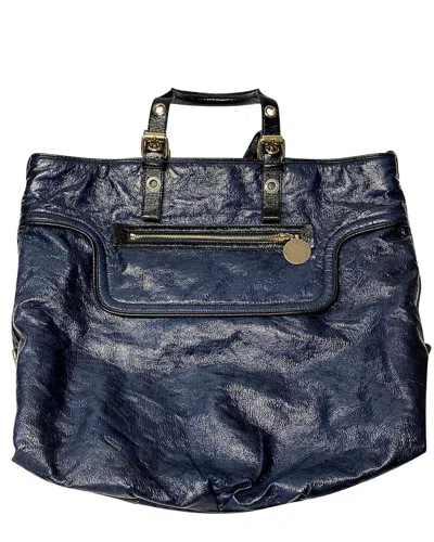 Pre-owned Stella Mccartney Blue Faux Leather Tote With Wallet (authentic Pre-loved)