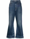 Stella Mccartney Frayed High-rise Flared Jeans In Blue