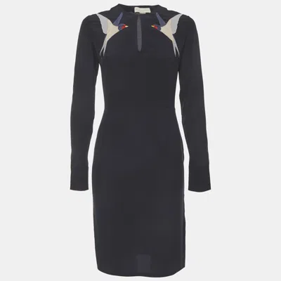 Pre-owned Stella Mccartney Blue Hummingbird Print Silk Short Dress Xs