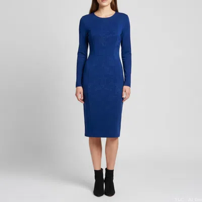 Pre-owned Stella Mccartney Blue Jacquard Knit Paneled Knee Length Dress M