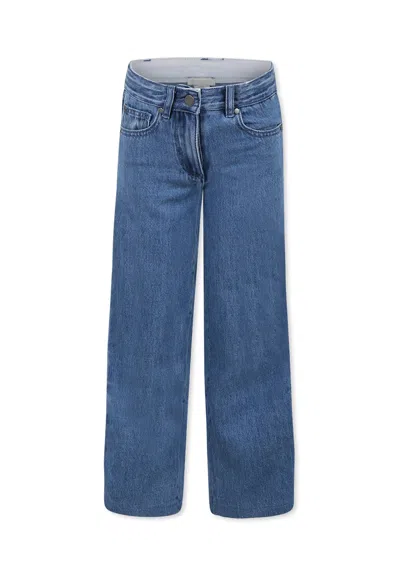STELLA MCCARTNEY BLUE JEANS FOR GIRL WITH MULTICOLOR LOGO