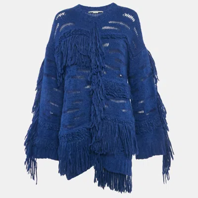 Pre-owned Stella Mccartney Blue Knit Tassel Detail Sweater S