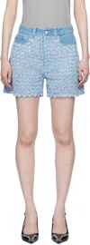Stella Mccartney Denim Shorts With Frayed Texture And Pockets In 4125 Light Blue Lase