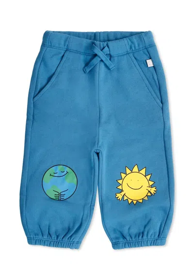 Stella Mccartney Blue Pants For Baby Boy With Smiling Sun And World