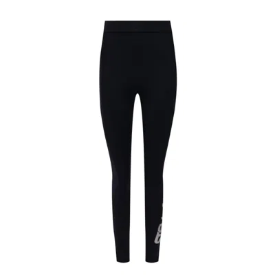 Stella Mccartney Blue Polyamide Leggings In Black