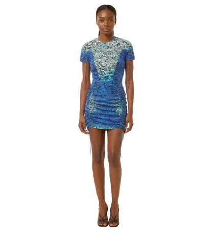 Stella Mccartney Blue Printed Crew Neck Mini Dress