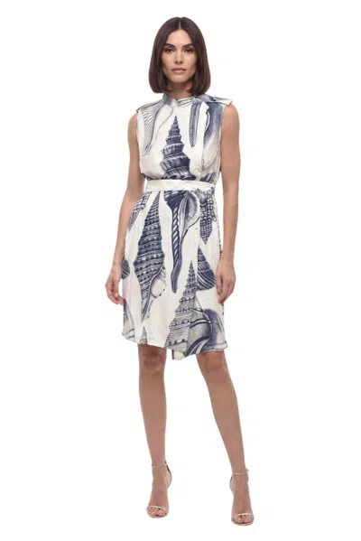 Stella Mccartney Blue Printed Crew Neck Mini Dress In Multi