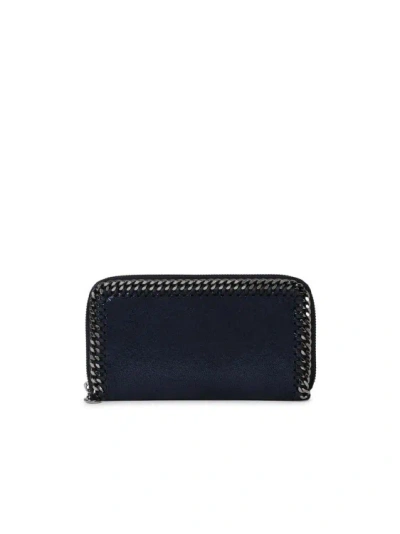 Stella Mccartney Blue Recycled Polyester Wallet In Black