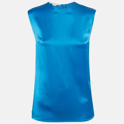 Pre-owned Stella Mccartney Blue Sateen Sleeveless Top S