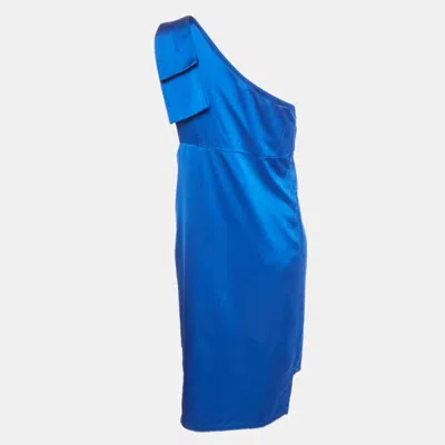 Pre-owned Stella Mccartney Blue Satin One Shoulder Mini Dress M