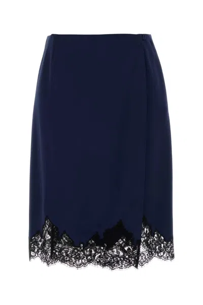 Stella Mccartney Lace-trim Satin Midi Skirt In Blue