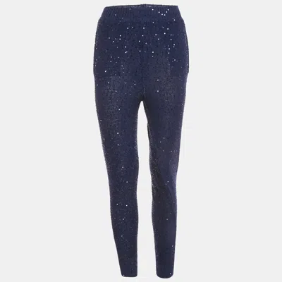 Pre-owned Stella Mccartney Blue Sequin Cotton Knit Jogger Pants S