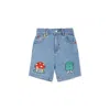 Stella Mccartney Blue Shorts For Baby Boy With Embroidery In Denim