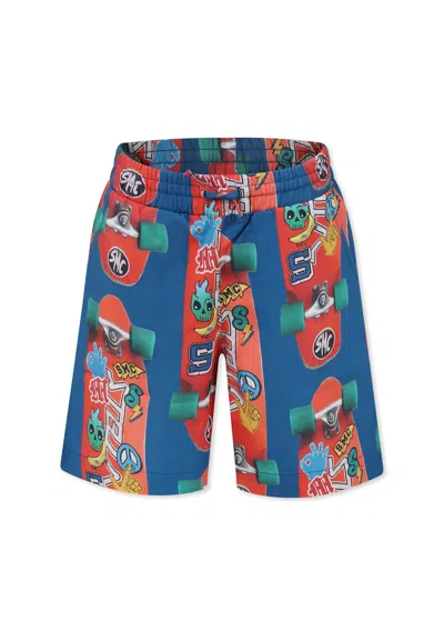 Stella Mccartney Kids' Blue Shorts For Boy With Skateboard