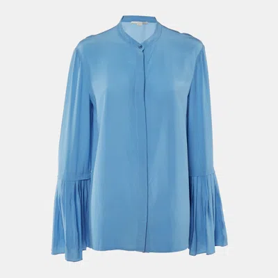 Pre-owned Stella Mccartney Blue Silk Flared Sleeve Top L