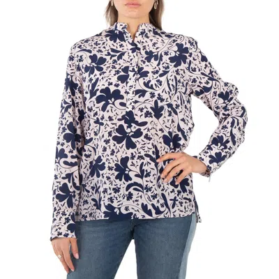 Stella Mccartney Blue Silk Forest Floral Print Shirt