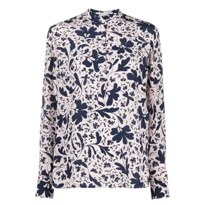 Stella Mccartney Blue Silk Forest Floral Print Shirt