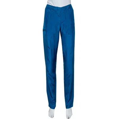 Pre-owned Stella Mccartney Blue Silk Tapered Leg Trousers M