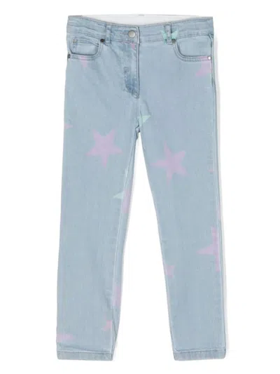 Stella Mccartney Kids' Star-print Cotton Jeans In Blue
