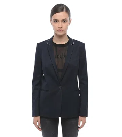 Stella Mccartney Blue Solid Notched Lapel Blazer