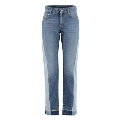 STELLA MCCARTNEY STELLA MCCARTNEY BLUE SPLICED MID-RISE 5-POCKET JEANS