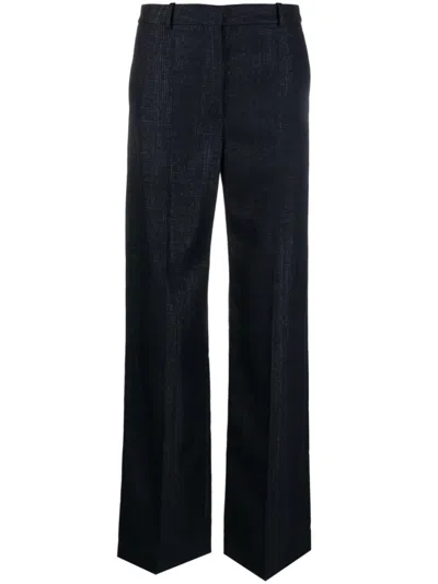 STELLA MCCARTNEY BLUE STRAIGHT LEG WOOL TROUSERS