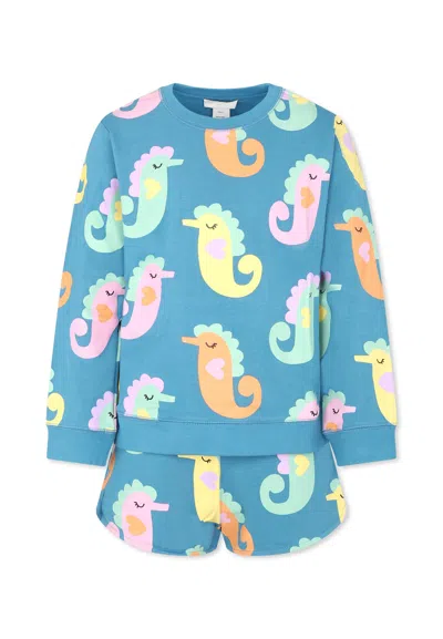 STELLA MCCARTNEY BLUE SUIT FOR GIRL WITH SEAHORSES