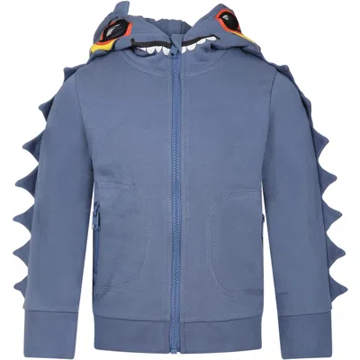 Stella Mccartney Kids' Blue Sweater For Boy With Print
