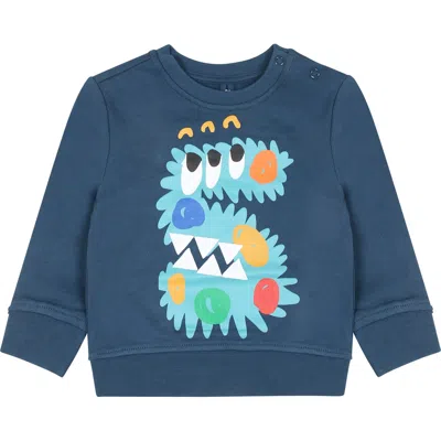 Stella Mccartney Blue Sweatshirt For Baby Boy With Monster