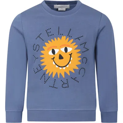 Stella Mccartney Kids' Blue Sweatshirt For Boy With Print And Logo