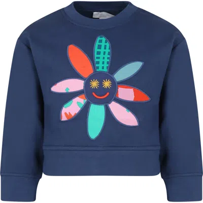 Stella Mccartney Kids' Blue Sweatshirt For Girl With Flower