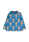 Stella Mccartney Blue T-shirt For Baby Girl With Flowers In Blue