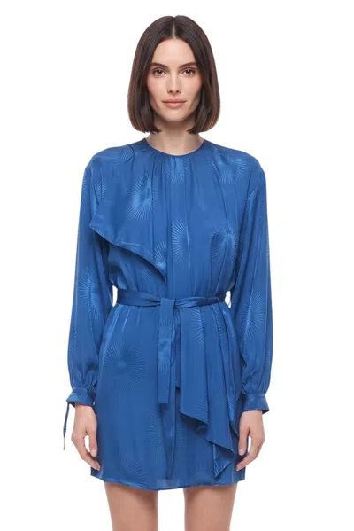 Stella Mccartney Blue Textured Round Neck Mini Dress