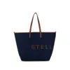 Stella Mccartney Structured Tote Bag With Denim-like Texture And Bold Lettering