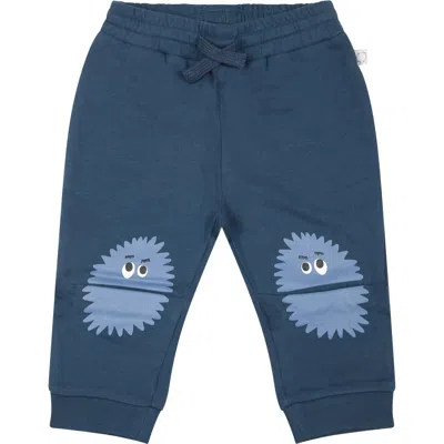 Stella Mccartney Blue Trousers For Baby Boy With Monster