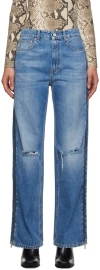 Stella Mccartney Straight Leg Jeans With Zippers In 4406 Mid Blue