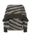 Stella Mccartney Boat-neck Fringed Tiger-pattern Jumper In Black