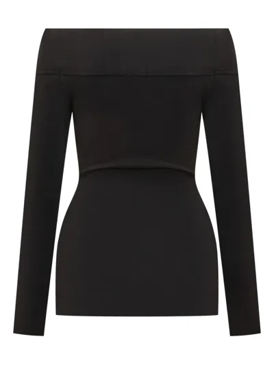Stella Mccartney Boat-neck Long-sleeve Top In Black