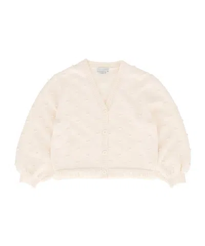 Stella Mccartney Babies' Bobble-knit Frayed Cardigan In Pink