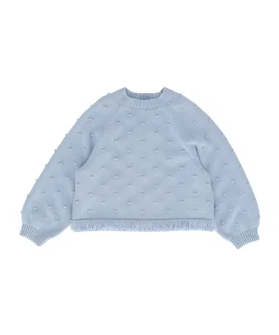 Stella Mccartney Babies' Bobble-knit Fringed Sweater In Blue