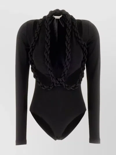 STELLA MCCARTNEY BODYSUIT WITH BRAIDED DETAIL AND CUT-OUT FRONT